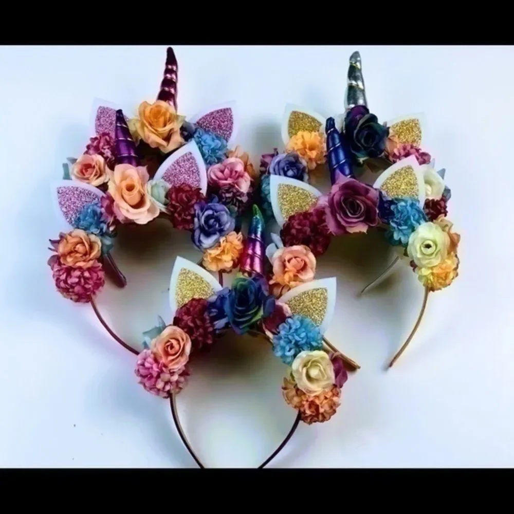Cute & colorful Hand-crafted Unicorn flower crown